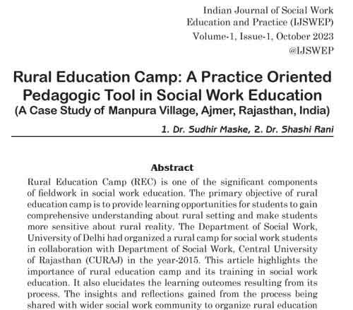 06 Rural Education Camp: A Practice Oriented
Pedagogic Tool in Social Work Education
(A Case Study of Manpura Village, Ajmer, Rajasthan, India)