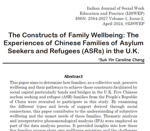 08 The Constructs of Family Wellbeing: The Experiences of Chinese Families of Asylum Seekers and Refugees (ASRs) in the U.K.